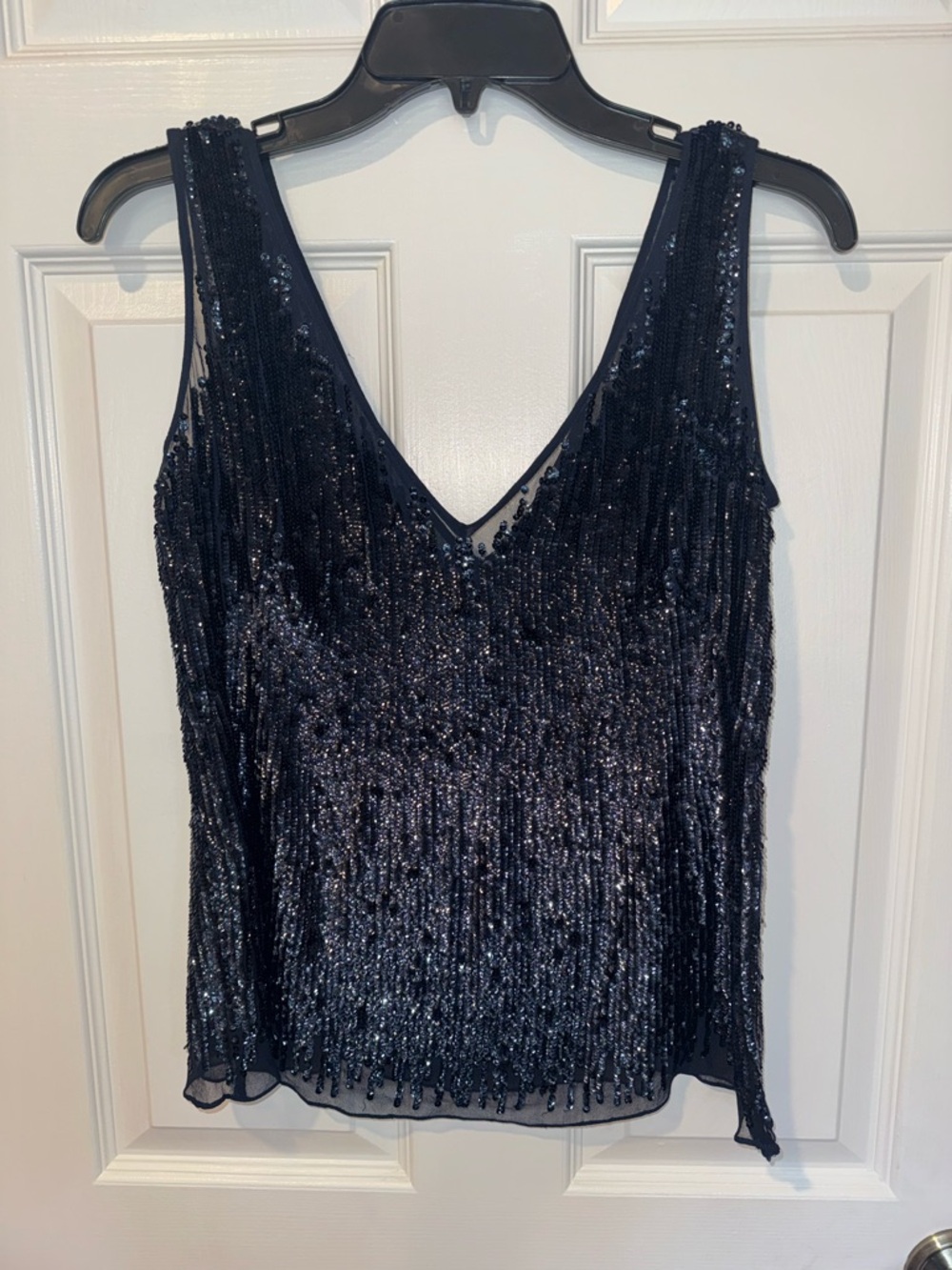 Women’s Navy Sequin V-Neck Tank Top